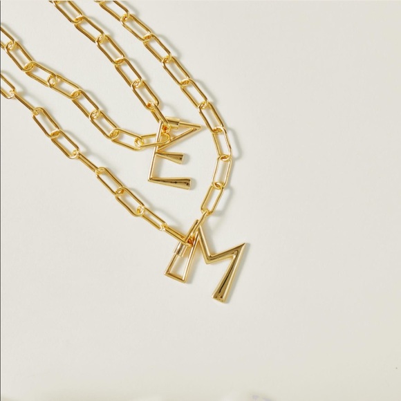 Paperclip 18K gold filled chain with initial clasp - Picture 1 of 2